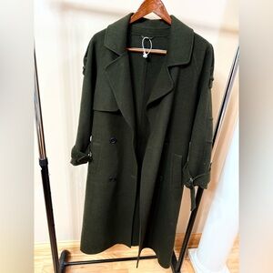 Elegant Women's Dark Green Wool Coat size M